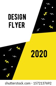 Cover flyer design. Abstract vector template for business. Geometric shapes on a poster. Yellow, white, black background.