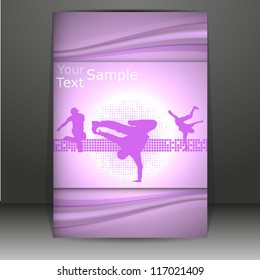 cover or flyer design with break dancers