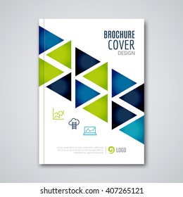 Cover flyer report colorful triangle geometric prospectus design background, cover flyer magazine, brochure book cover template layout, vector illustration.