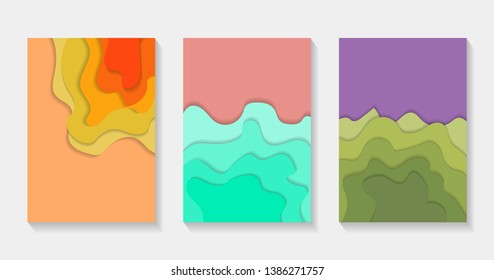 Cover or flyer template with 3d abstract paper cut background for template design, layout, posters, brochure - vector illustration Eps 10.