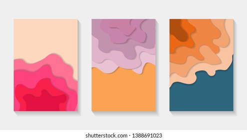 Cover or flyer template with 3d abstract paper cut background for template design, layout, posters, brochure - vector illustration Eps 10.