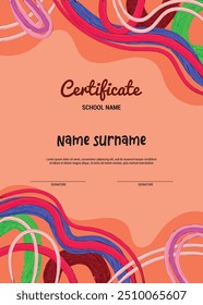 Cover or flyer template with Abstract color paint texture. Art kids. Painting poster design. Template for Certificate kids diploma.