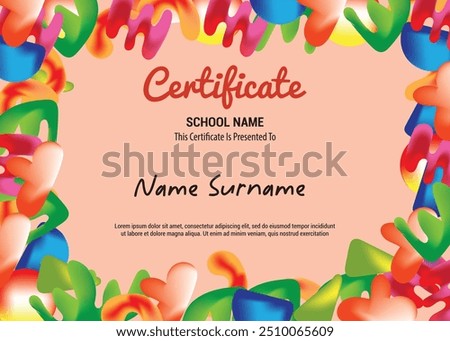 Cover or flyer template with Abstract color paint texture. Art kids. Painting poster design. Template for Certificate kids diploma.