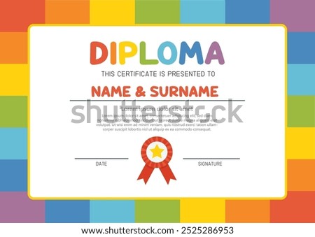 Cover or flyer template with Abstract colorful texture. Art kids. Painting poster design. template for Certificate diploma.