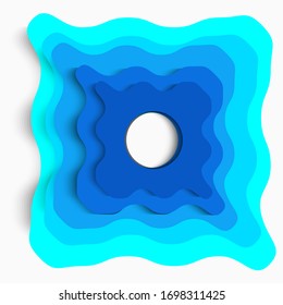 Cover or flyer template with abstract paper cut blue green background. Zigzag pattern background.Vector template in curve art style.