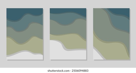 Plantilla de la cubierta o del volante con el fondo abstracto del papel cortado, Plantilla de Vector en estilo del arte de la talla	