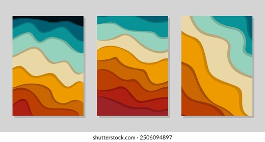 Cover or flyer template with abstract paper cut background, Vector template in carving art style	