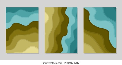 Plantilla de la cubierta o del volante con el fondo abstracto del papel cortado, Plantilla de Vector en estilo del arte de la talla	