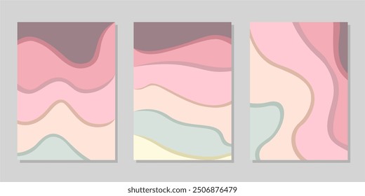 Plantilla de la cubierta o del volante con el fondo abstracto del papel cortado, Plantilla de Vector en estilo del arte de la talla