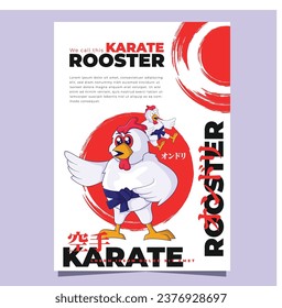 A cover flyer template with karate rooster