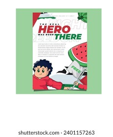 Cover Flyer template with watermelon and palestina flag