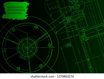 Cover, flyer. Vector engineering illustration. Green neon