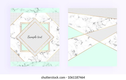 Cover geometric design, frame with marble texture, modern gold lines border. Template for card, flyer, invitation, party, birthday, wedding, save the date, annivers, poster, banner
