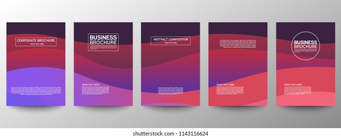 Cover geometric minimal. Set. Vector abstract line pattern for poster design. Set of templates for business brochures. Cool halftone gradients.Graphic pattern for annual album backdrop.Material design