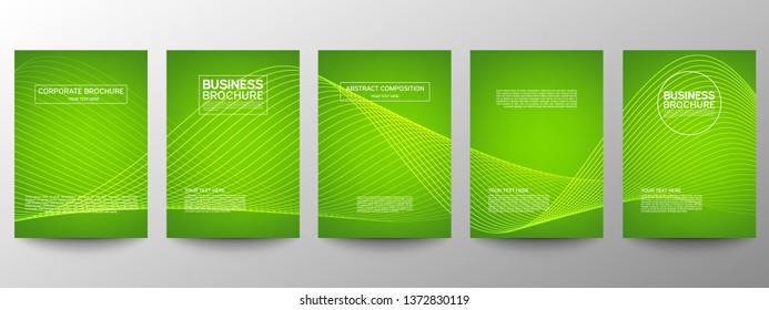 Cover geometric minimal. Set. Vector abstract line pattern for poster design. Set of templates for business brochures. Cool gradients. Graphic pattern for annual album backdrop.