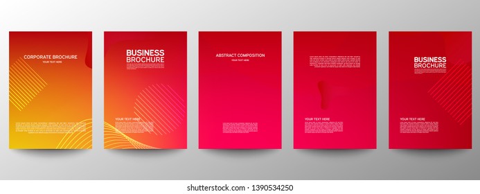 Cover geometric minimal. Set. Vector abstract line pattern for poster design. Set of templates for business brochures. Cool gradients. Graphic pattern for annual album backdrop.