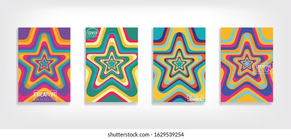 Cover geometric minimal. Set. Vector abstract line pattern for poster design. Set of templates for business brochures. Cool gradients. Graphic pattern for annual album backdrop.