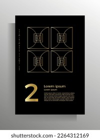 Cover in geometric style. Design template for book, booklet, brochure, poster, folder, flyer, textbook. A4 format. Vector pattern with golden lines.