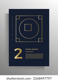 Cover in geometric style. Design template for book, booklet, brochure, poster, folder, flyer, textbook. A4 format. Vector pattern with golden lines.