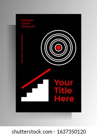 Cover geometrical design. Black-white-red vector illustration.