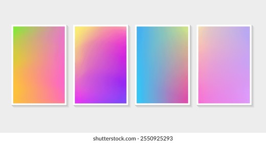 Cover gradient design set mesh gradation violet colorful background template with fluid mesh colorful background