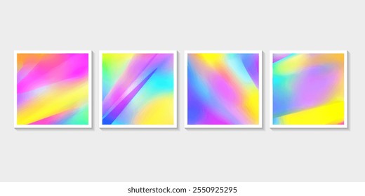 Cover gradient design set mesh gradation violet colorful background template with fluid mesh colorful background