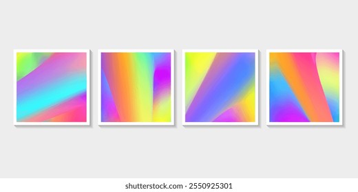 Cover gradient design set mesh gradation violet colorful background template with fluid mesh colorful background