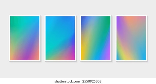 Cover gradient design set mesh gradation violet colorful background template with fluid mesh colorful background