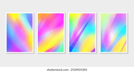Cover gradient design set mesh gradation violet colorful background template with fluid mesh colorful background