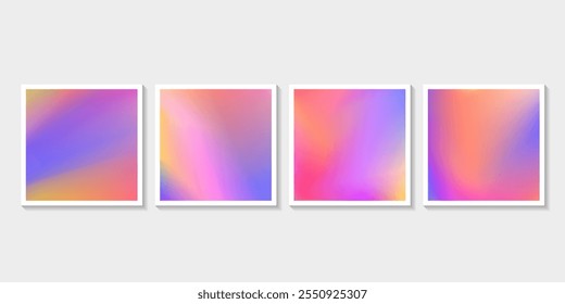 Cover gradient design set mesh gradation violet colorful background template with fluid mesh colorful background