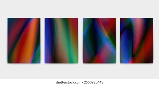 Cover gradient design set mesh gradation violet colorful background template with fluid mesh colorful background