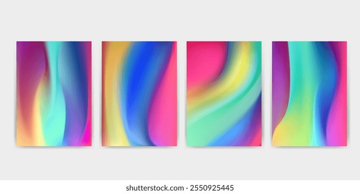 Cover gradient design set mesh gradation violet colorful background template with fluid mesh colorful background