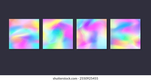 Cover gradient design set mesh gradation violet colorful background template with fluid mesh colorful background