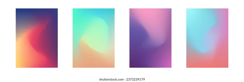 Cover gradient set. Color A4 design. Multicolor poster template. Fluid banner collection. Bright mesh for brochure or flyer. Vibrant dynamic layouts. Vector illustration.