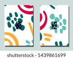 Cover with graphic elements - abstract shapes. Two modern vector flyers in avant-garde  style. Geometric wallpaper for business brochure, cover design. 