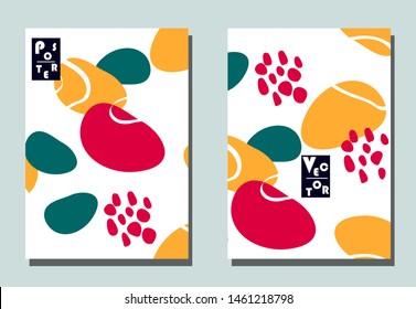Cover with graphic elements - abstract shapes: circles and lines. Two modern vector flyers in avant-garde  style. Geometric wallpaper for business brochure, cover design. 