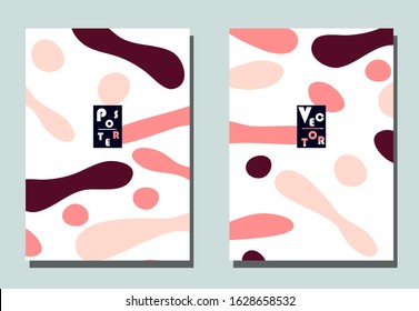 Cover with graphic elements - abstract shapes. Two modern vector flyers in puzzle  style. Geometric wallpaper for business brochure, cover design. 