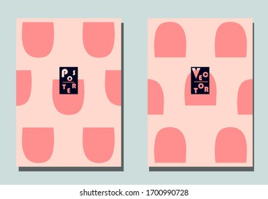 Cover with graphic elements - abstract shapes. Two modern vector flyers in puzzle  style. Geometric wallpaper for business brochure, cover design. 