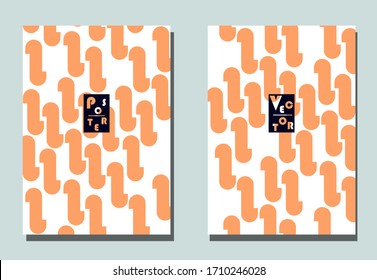 Cover with graphic elements - abstract shapes. Two modern vector flyers in puzzle  style. Geometric wallpaper for business brochure, cover design. 