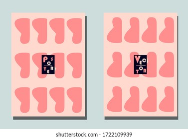 Cover with graphic elements - abstract shapes. Two modern vector flyers in puzzle  style. Geometric wallpaper for business brochure, cover design. 