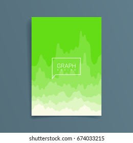 Cover green color with abstract chart lines and text in frame. Template of banners, Placards, Posters, Flyers. Vector illustration, flat