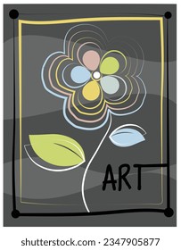 Cover grey black background with colored flower. Lettering ART
