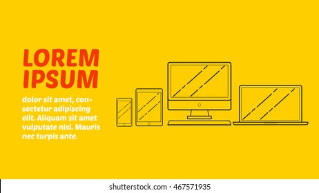 Cover head - Devices template with text,laptop,computer,mobile,smartphone,tablet

