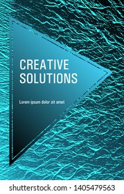 Cover with headline sample text. Turquoise sea green marine waves texture. Buzzing rippling motion background texture.