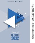 cover horizontal booklet triangle commercial flyer triangle business gradient annual report template blue