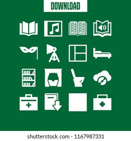 cover icon. 16 cover vector set. sidebar, audio book, square and compact disc icons for web and design about cover theme