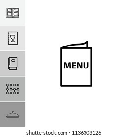 Cover icon. collection of 6 cover outline icons such as book, photo album, menu, electric circuit. editable cover icons for web and mobile.