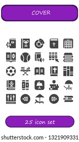 cover icon set. 25 filled cover icons.  Collection Of - Book, Break, Bible, Mixer, Ball, Library, Blanket, Iron, Books, Keynote, Deck, Skip, Sunbed