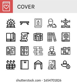 conjunto de iconos de portada. Colección de novela romántica, Biblia, bandeja de desayuno, libro, camarero, tecnología, literatura, folleto, libro manual, libro de finanzas, menú, libros, dibujos, iconos de canopy