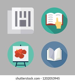 cover icon set. vector set about canvas, newspaper and open book icons set.